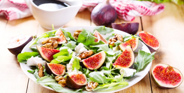plate of salad with fresh figs