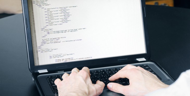 website development process - programmer writing code
